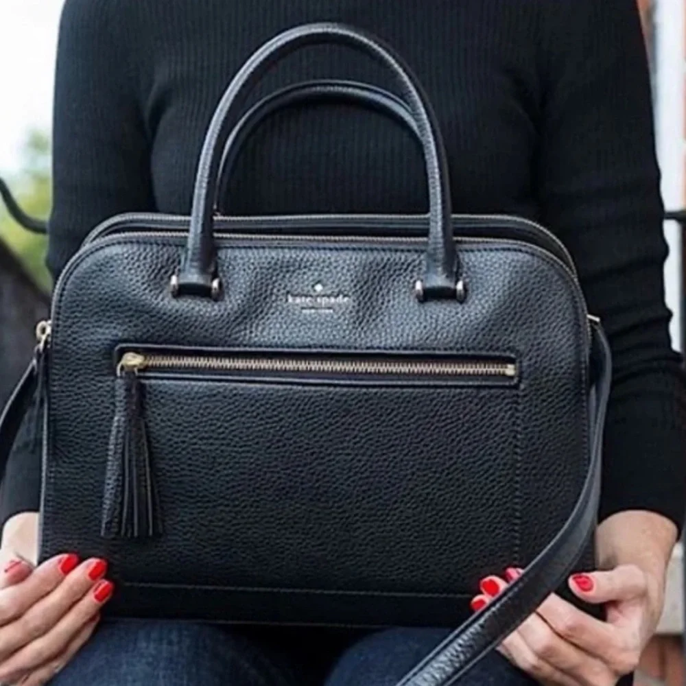 Kate Spate Chester Street Black Pebbled Leather Bag Satchel Handbag